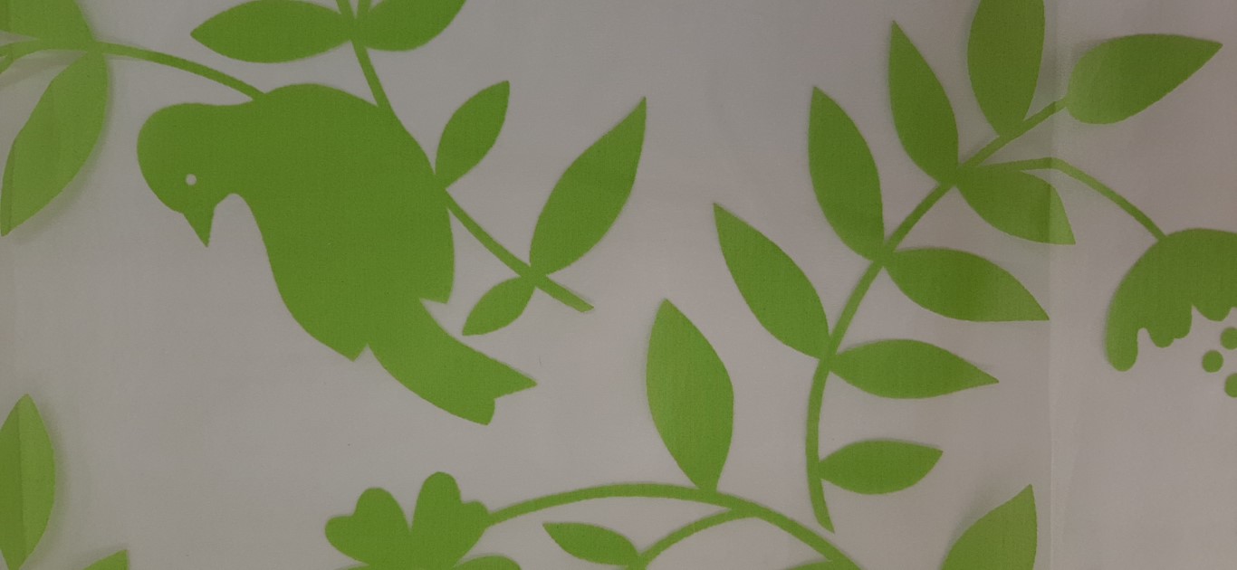 Camino De Mesa Transparente Con Flores Verdes 50X140Cm