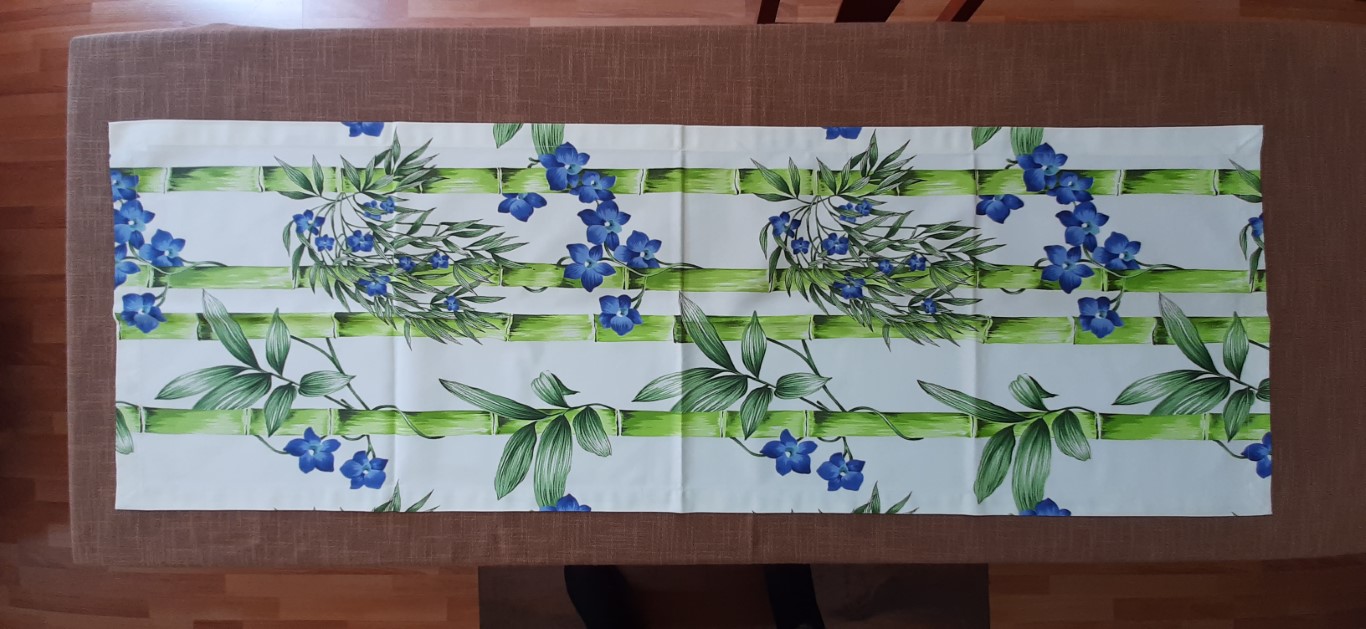 Camino De Mesa Bambues Flores Azul 50X150Cm – Laura S