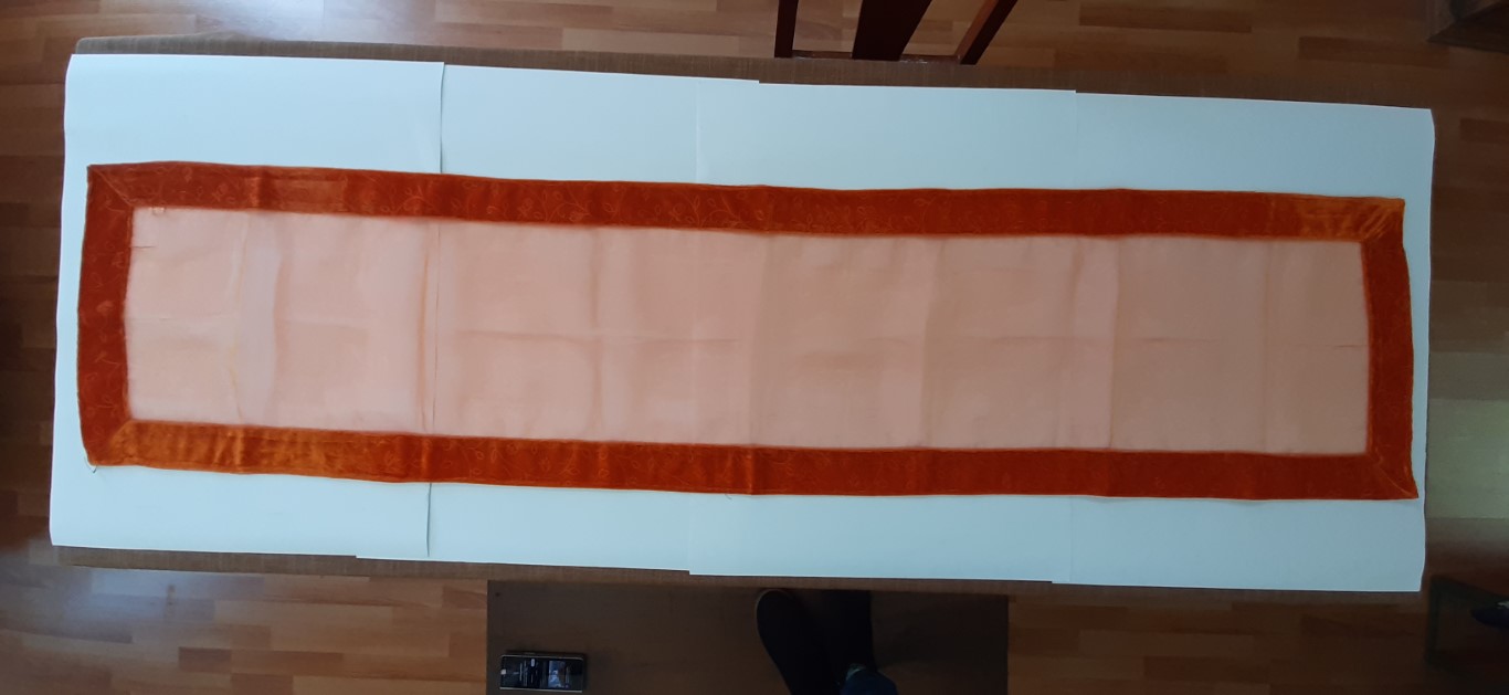 Camino De Mesa Naranja De Gasa Y Terciopelo 40X180Cm
