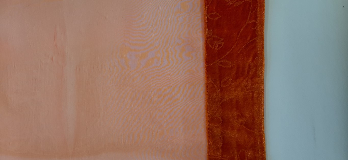 Camino De Mesa Naranja De Gasa Y Terciopelo 40X180Cm