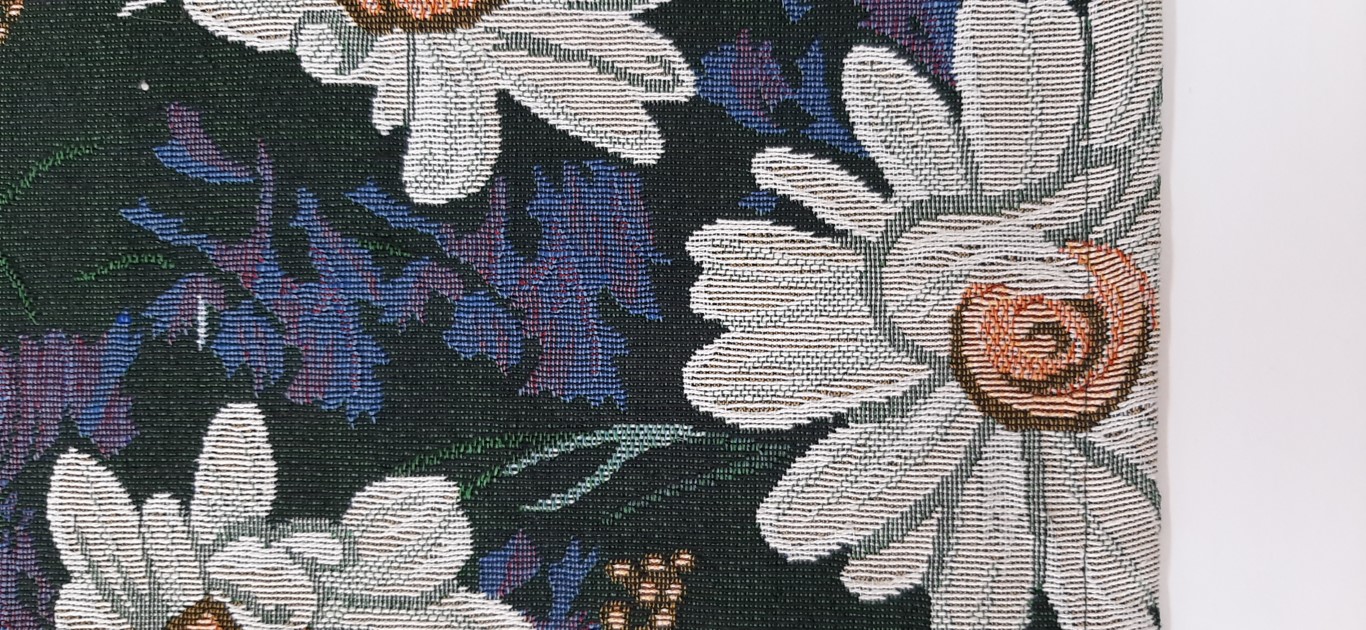Camino De Mesa Azul Con Margaritas Con Borlas 40X140Cm