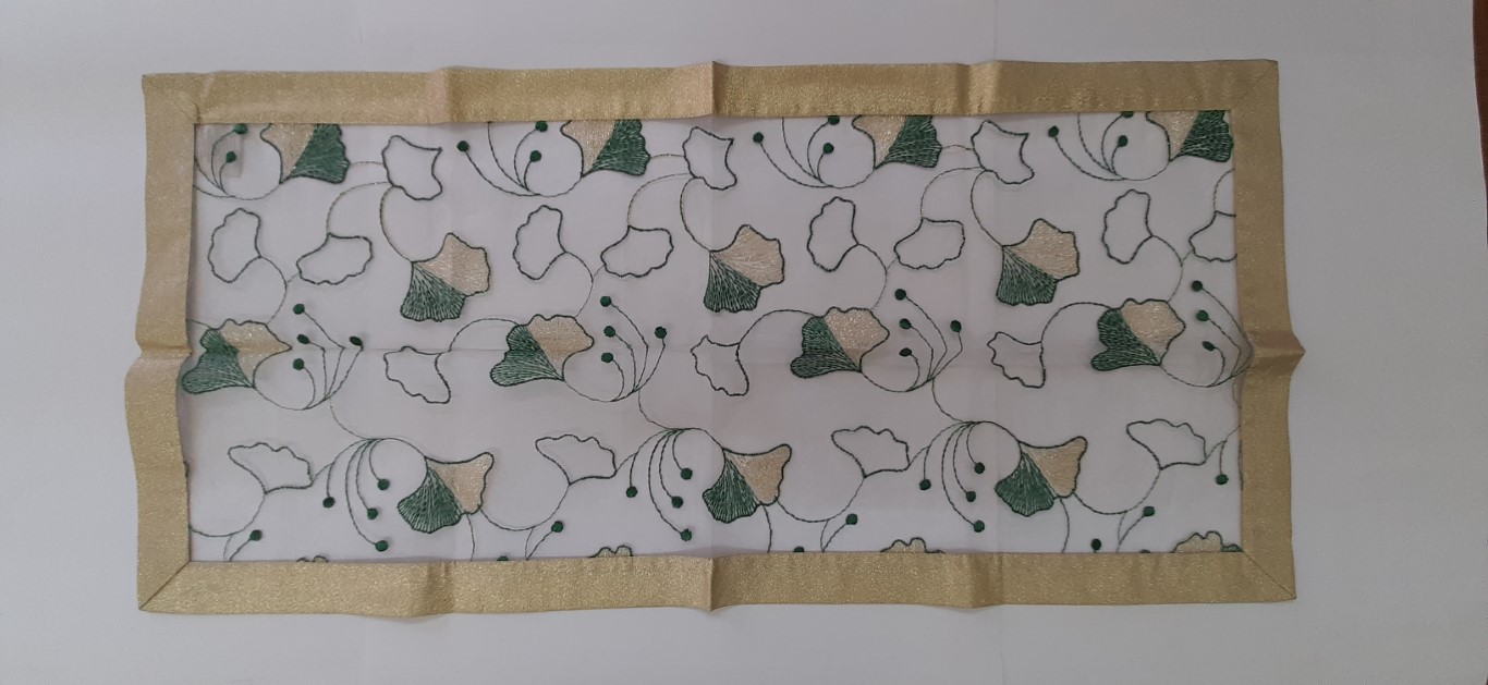 Camino De Mesa De Gasa Ginko Bordado 43X92Cm – Stickperle