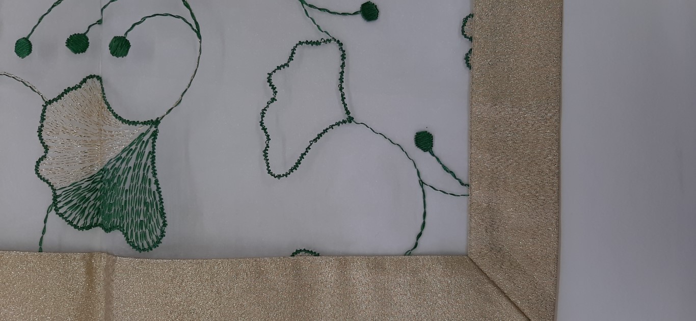 Camino De Mesa De Gasa Ginko Bordado 43X92Cm – Stickperle