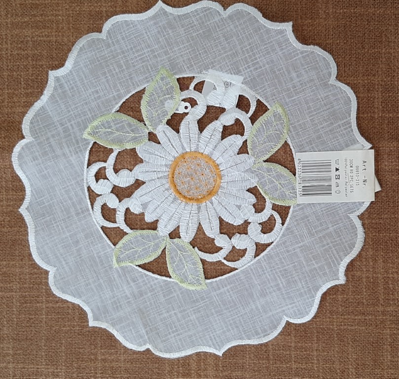 Carpeta Circular Blanca Con Margarita Al Centro ⌀30Cm