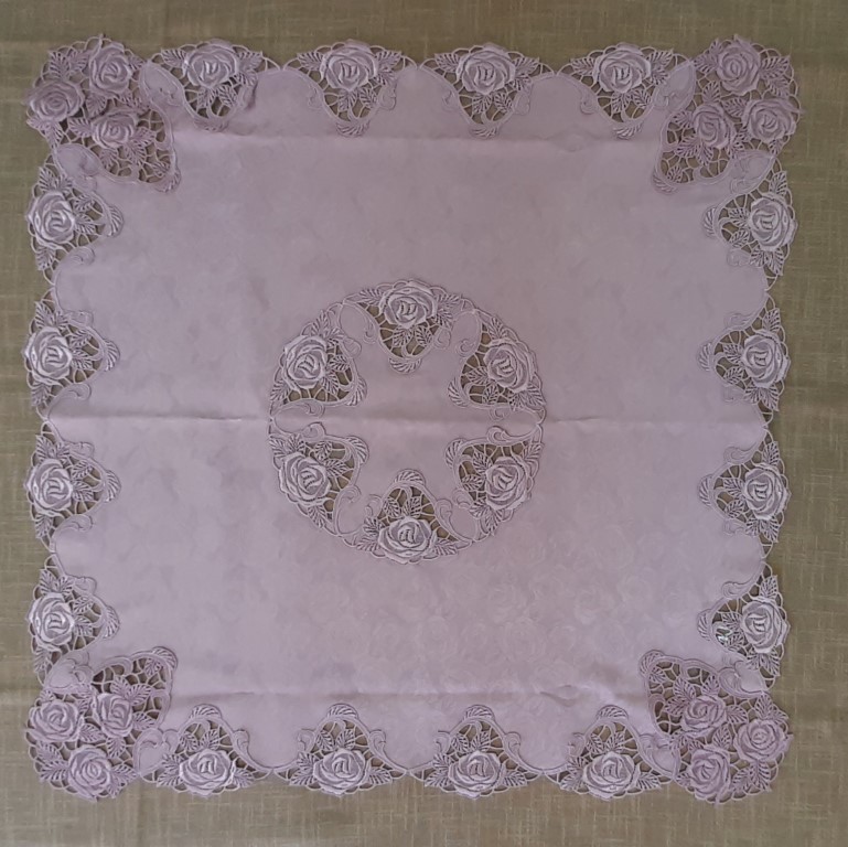Mantel Cuadrado Palo De Rosa Con Encaje 95X95Cm – Umland